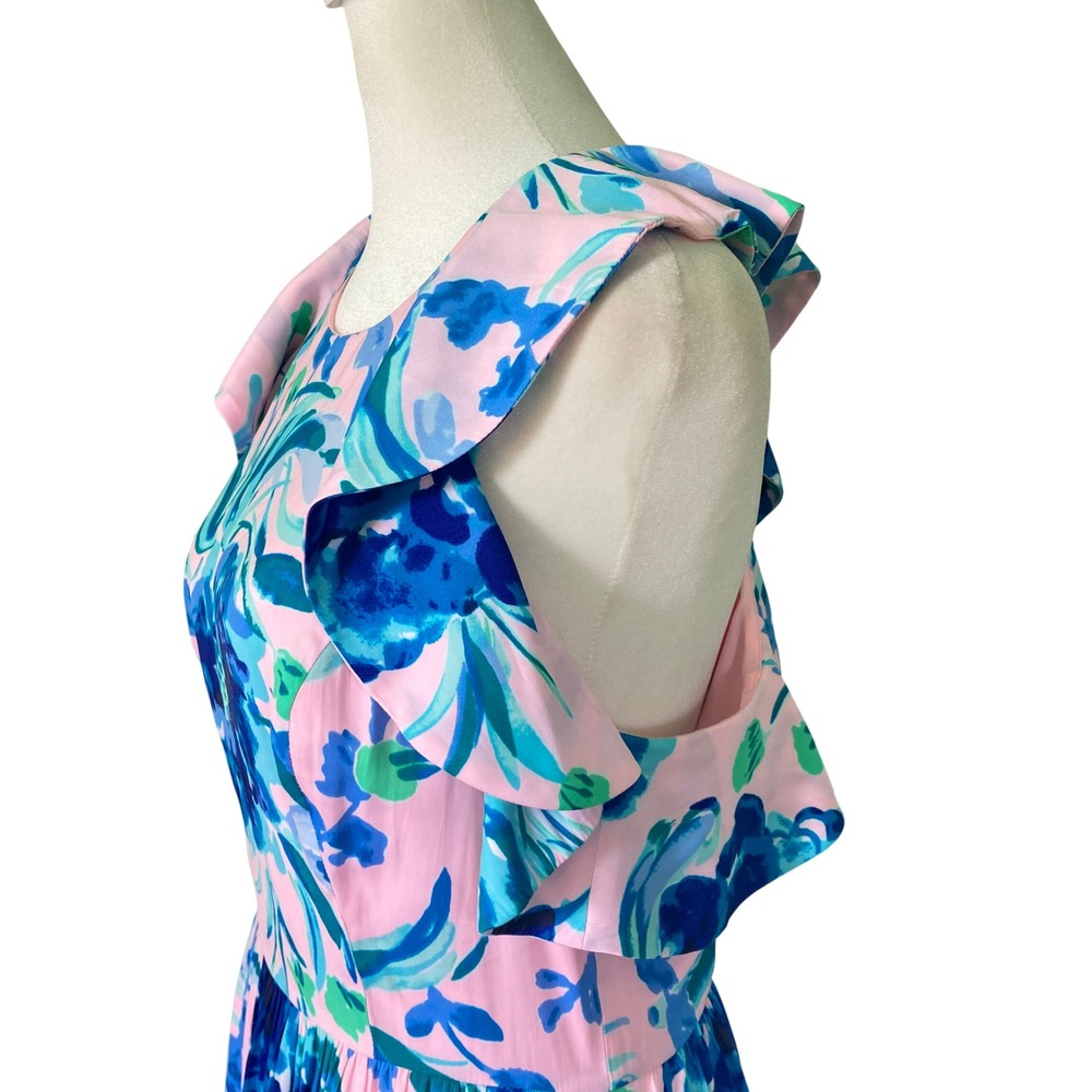 Lilly Pulitzer Rory Dress Racer Back Feminine Ruffle Floral Flowy (Size 4) - Picture 4 of 13